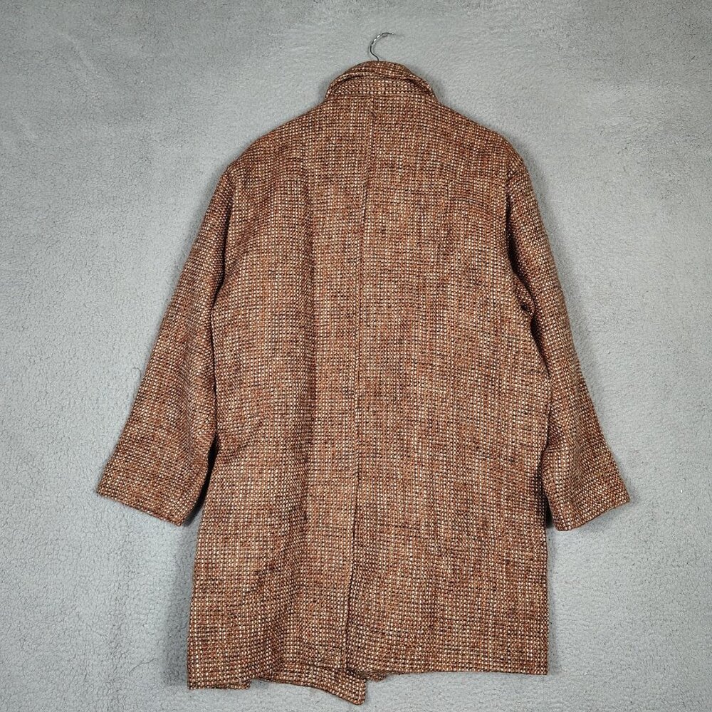 Anthropologie Pilcro Pea Coat Women L Brown Wool Blend Tweed Double Breasted NWT - Picture 2 of 15
